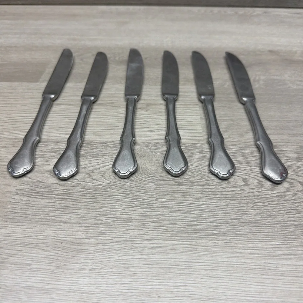 Pfaltzgraff Briarwood Stainless Steel Flatware Knife Set Of 6   Glossy Finish